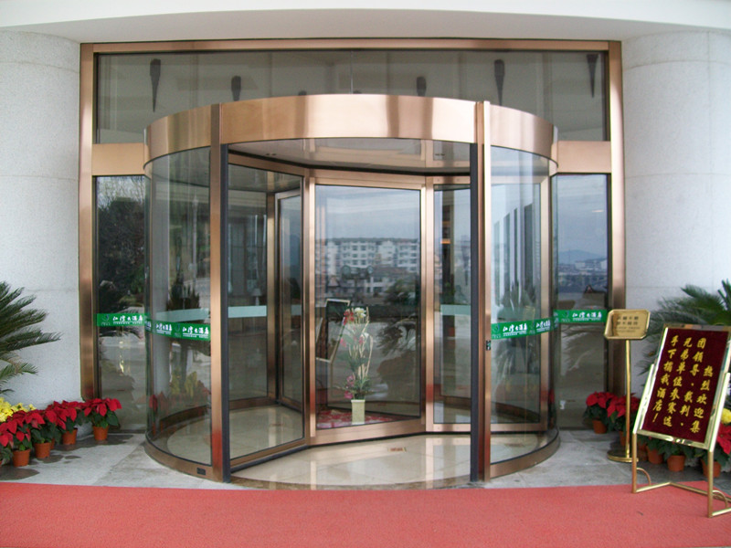 玫瑰金三翼带展箱全自动旋转门